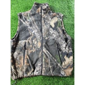 Cabela's Vest Mens M Multicolor Camo Fleece Full Zip Collar Hunting Pockets